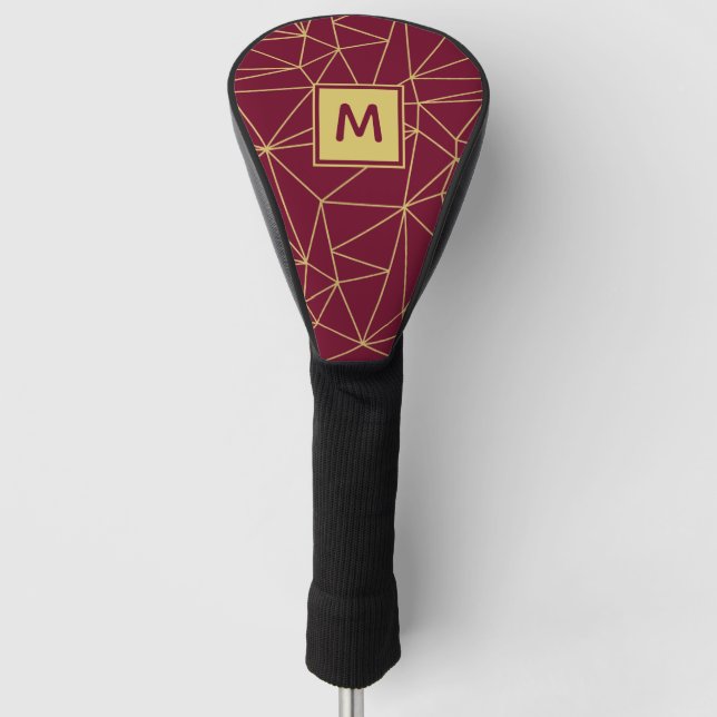 Monogram Purple Gold Geometric Abstract Pattern Golf Head Cover (Front)