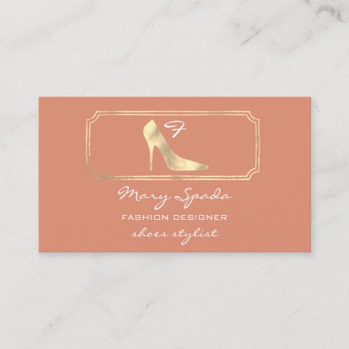 Monogram Purple Golden Frame Shoes Heels Coral QR  Business Card