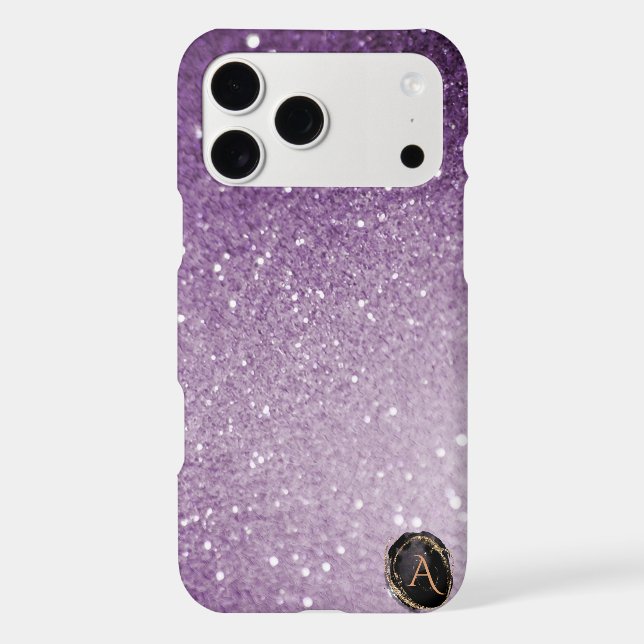 *~* Monogram Purple Gradient Ombre Glitter Iphone Case (Back)