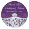 Monogram Purple Gray Floral Wedding Favor Sticker