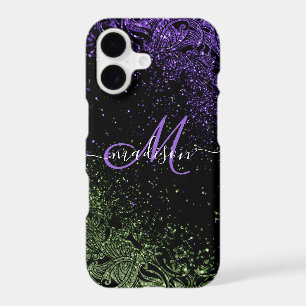 Monogram Purple & Green Glitter iPhone 17 Case