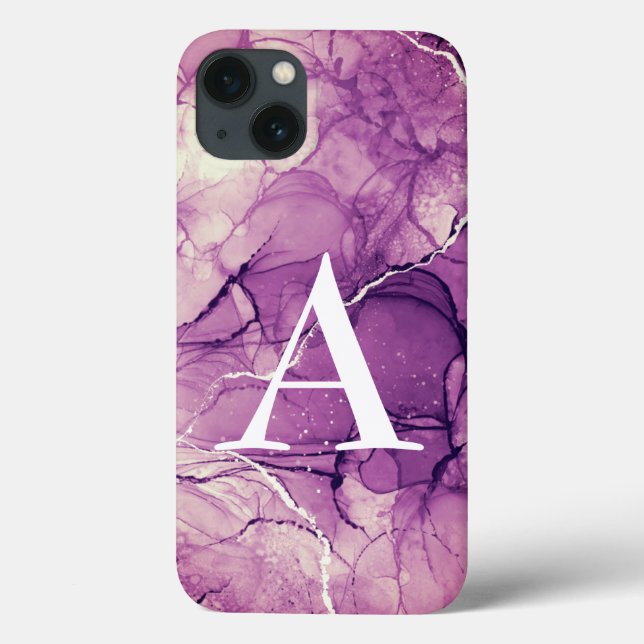 Monogram Purple Ink Abstract Feminine Case-Mate iPhone Case (Back)