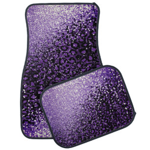 Monogram Purple Leopard & Glitter Car Floor Mat