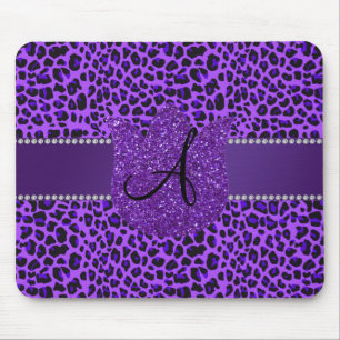 Monogram purple leopard mouse pad