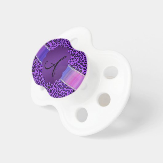 Monogram purple leopard pattern pacifier (Front Right)