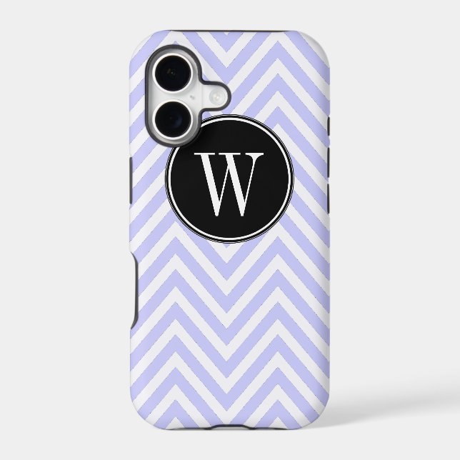 Monogram Purple Lilac Chevron Zig Zag Pattern Iphone Case (Back)
