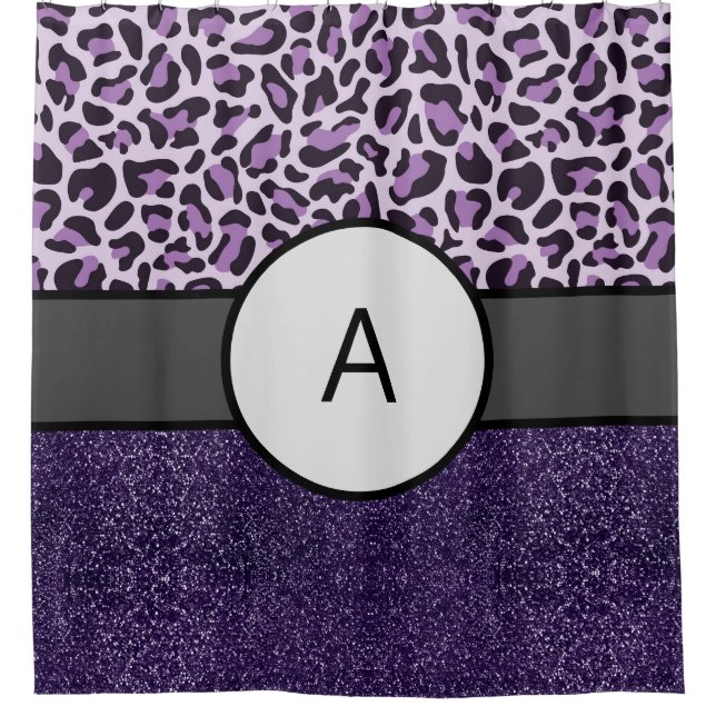 Monogram Purple Luxury Shower Curtain Bath (Front)