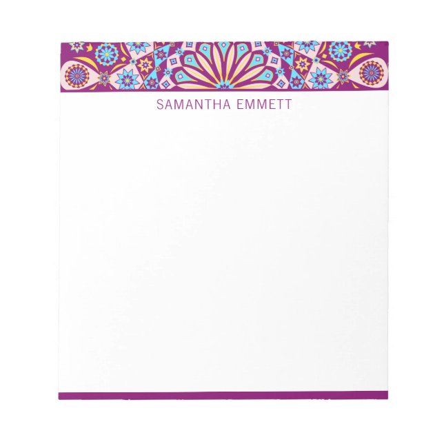 Monogram Purple Mandala Colorful Notepad (Front)