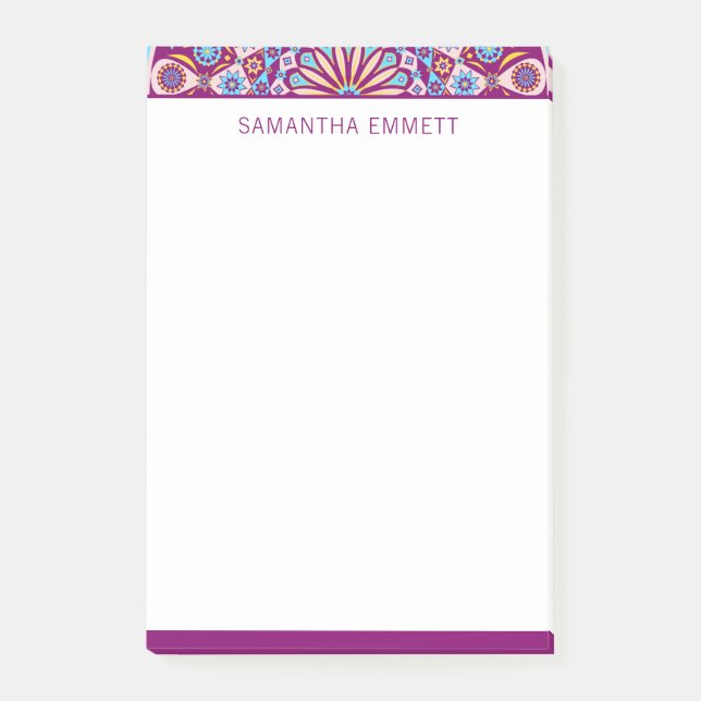 Monogram Purple Mandala Colorful Post-it® Notes (Front)