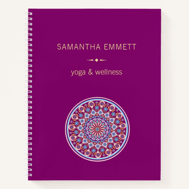 Monogram Purple Mandala Colorful Spiral Notebook (Front)