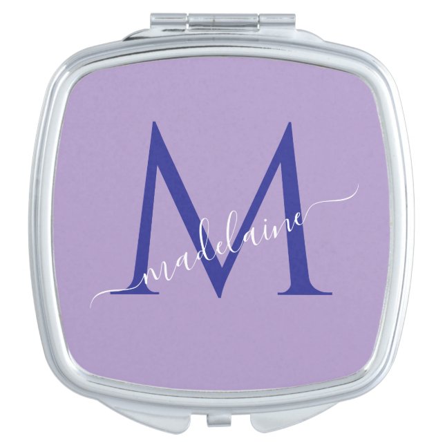 Monogram Purple Modern Elegant  Compact Mirror (Front)