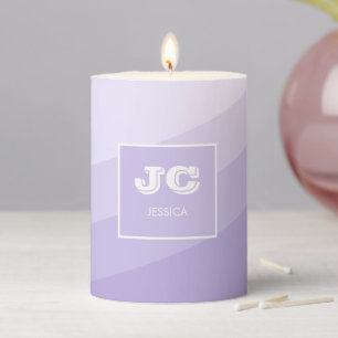 Monogram Purple Modern Name Minimalist Gradient Pillar Candle