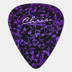 Monogram Purple Music Notes Guitar Pick