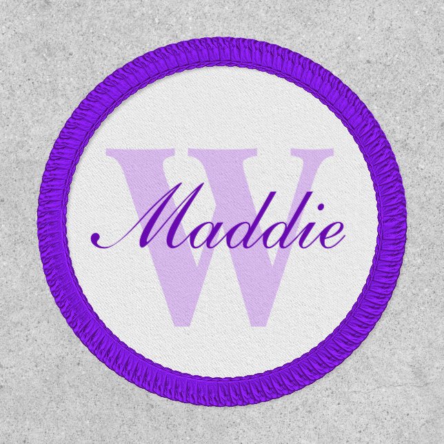 Monogram purple name and initial patch (Front)