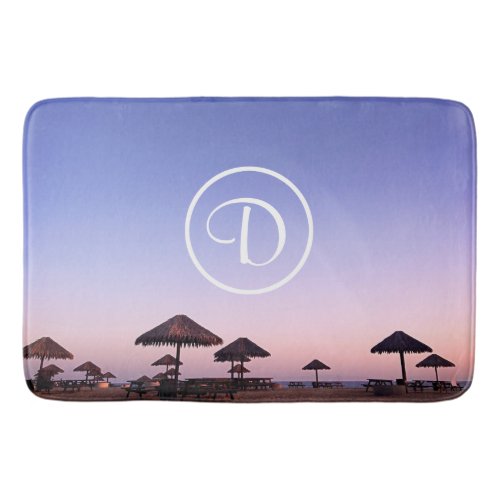 Monogram Purple Ombre Sunset California Beach Bold Bath Mat