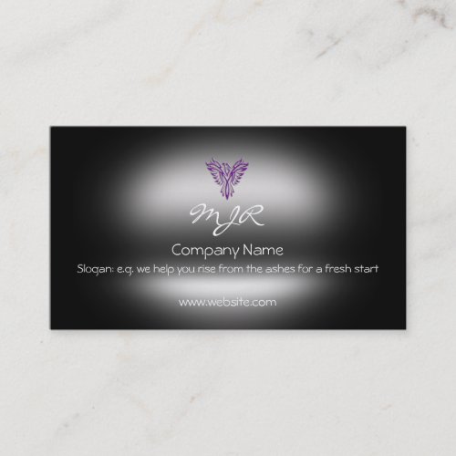 Monogram Purple Phoenix Rising metallic_effect Business Card