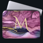 Monogram Purple Pink and Gold Agate Geode Laptop Sleeve<br><div class="desc">Monogram Purple Pink and Gold Agate Geode Design . The templates have been set up ready to customize and personalize . If you would like to change the color or style of the text click the customize further at the end of the template .</div>