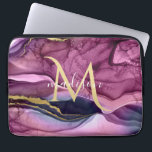 Monogram Purple Pink and Gold Agate Geode Laptop Sleeve<br><div class="desc">Monogram Purple Pink and Gold Agate Geode Design . The templates have been set up ready to customize and personalize . If you would like to change the color or style of the text click the customize further at the end of the template .</div>
