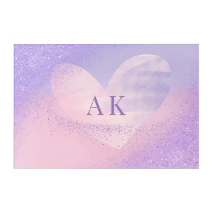 Monogram Purple Pink Gradient Heart Acrylic Print