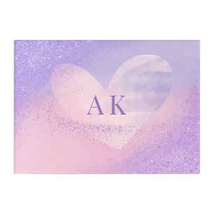 Monogram Purple Pink Gradient Heart Acrylic Print