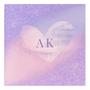 Monogram Purple Pink Gradient Heart Acrylic Print