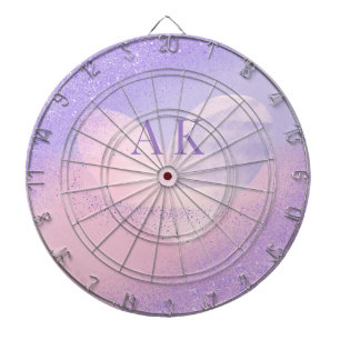Monogram Purple Pink Gradient Heart Dart Board
