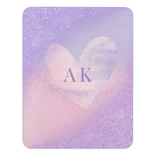 Monogram Purple Pink Gradient Heart Door Sign