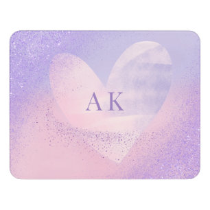Monogram Purple Pink Gradient Heart Door Sign