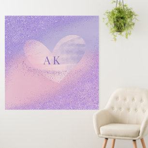 Monogram Purple Pink Gradient Heart Foam Board