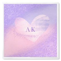 Monogram Purple Pink Gradient Heart