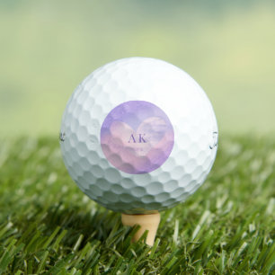 Monogram Purple Pink Gradient Heart Golf Balls