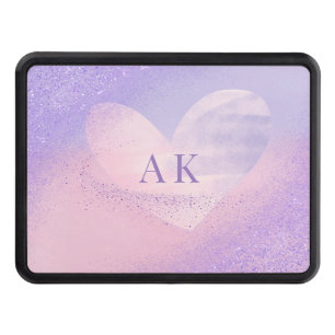 Monogram Purple Pink Gradient Heart Hitch Cover