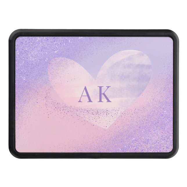 Monogram Purple Pink Gradient Heart Hitch Cover (Front)