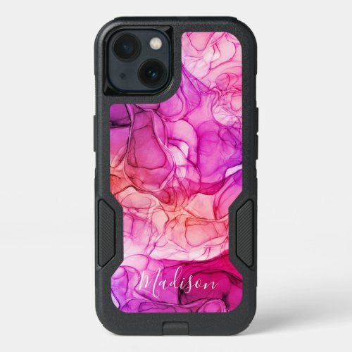 Monogram purple pink marbling dreams iPhone 13 case