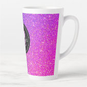 Monogram Purple Pink Ombre Glitter Girly Latte Mug (Right)