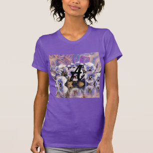 Monogram Purple Pink Pansies Water Watercolor T-Shirt