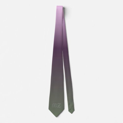 Monogram Purple Plum Green Ombre Faded Neck Tie