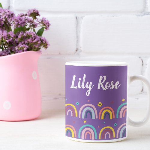 Monogram Purple Rainbow Coffee Mug