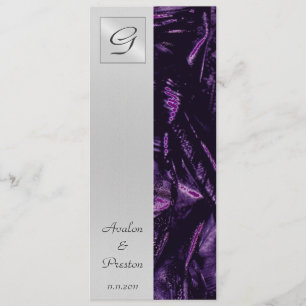 Monogram Purple Silk Wedding Program Invitation