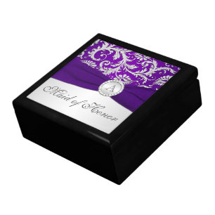 Monogram Purple, Silver Damask MOH Trinket Box