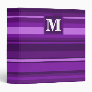 Monogram purple stripes 3 ring binder