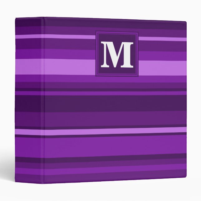 Monogram purple stripes 3 ring binder (Front/Spine)