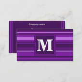 Monogram purple stripes business card (Front/Back)