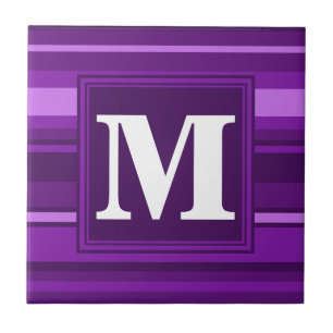 Monogram purple stripes ceramic tile