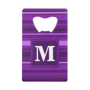 Monogram purple stripes credit card bottle opener