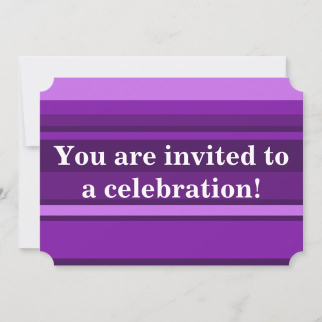 Monogram purple stripes invitation (Front)