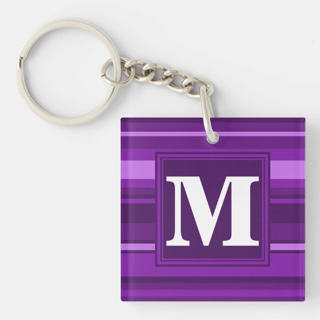 Monogram purple stripes keychain (Front)