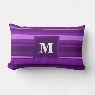 Monogram purple stripes lumbar pillow