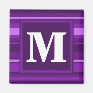 Monogram purple stripes magnet