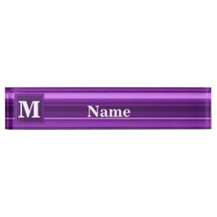 Monogram purple stripes nameplate